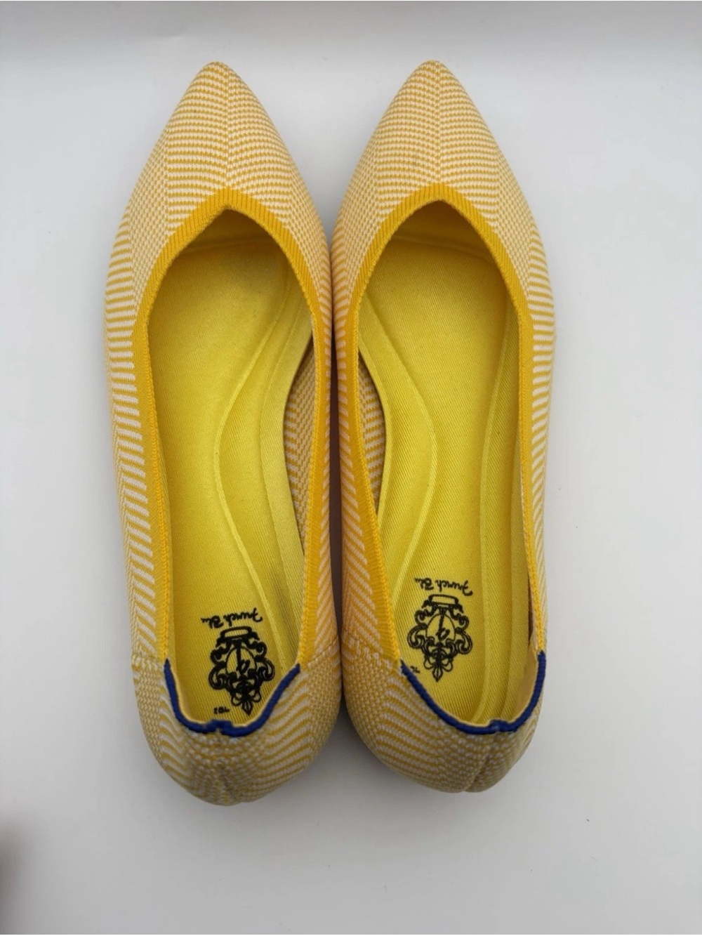 Pointed Yellow Striped Women's Flats by French Blu